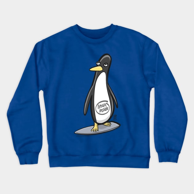 Linux Inside Surf Crewneck Sweatshirt by oscarsanchez